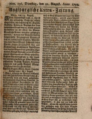 Augspurgische Ordinari-Post-Zeitung (Augsburger Postzeitung) Dienstag 21. August 1759