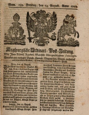 Augspurgische Ordinari-Post-Zeitung (Augsburger Postzeitung) Freitag 24. August 1759