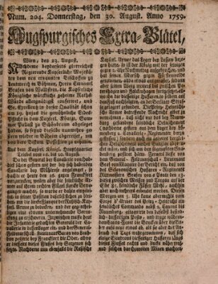 Augspurgische Ordinari-Post-Zeitung (Augsburger Postzeitung) Donnerstag 30. August 1759