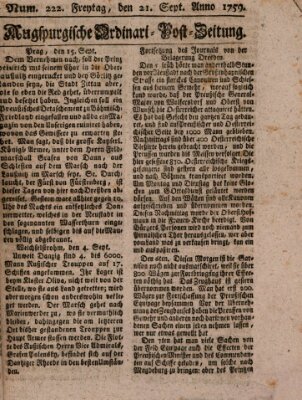 Augspurgische Ordinari-Post-Zeitung (Augsburger Postzeitung) Freitag 21. September 1759