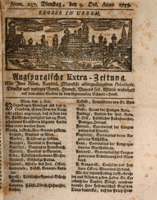 Augspurgische Ordinari-Post-Zeitung (Augsburger Postzeitung) Dienstag 9. Oktober 1759