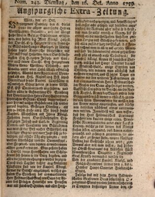 Augspurgische Ordinari-Post-Zeitung (Augsburger Postzeitung) Dienstag 16. Oktober 1759