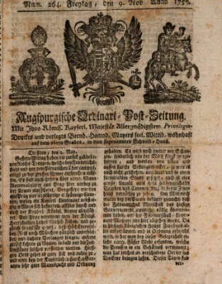 Augspurgische Ordinari-Post-Zeitung (Augsburger Postzeitung) Freitag 9. November 1759