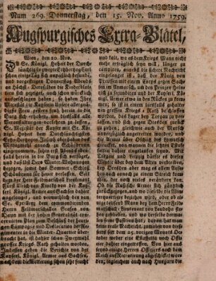 Augspurgische Ordinari-Post-Zeitung (Augsburger Postzeitung) Donnerstag 15. November 1759