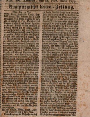 Augspurgische Ordinari-Post-Zeitung (Augsburger Postzeitung) Dienstag 20. November 1759