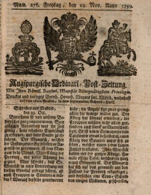 Augspurgische Ordinari-Post-Zeitung (Augsburger Postzeitung) Freitag 23. November 1759