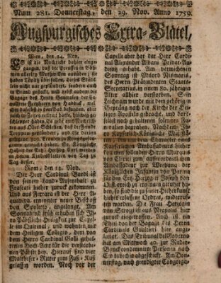 Augspurgische Ordinari-Post-Zeitung (Augsburger Postzeitung) Donnerstag 29. November 1759