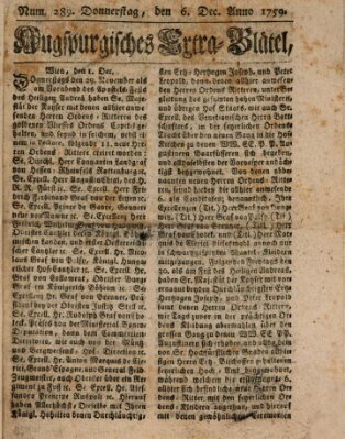 Augspurgische Ordinari-Post-Zeitung (Augsburger Postzeitung) Donnerstag 6. Dezember 1759