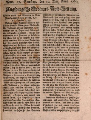 Augspurgische Ordinari-Post-Zeitung (Augsburger Postzeitung) Samstag 19. Januar 1760