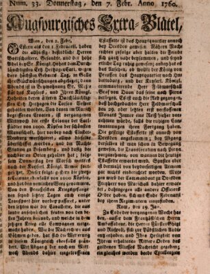 Augspurgische Ordinari-Post-Zeitung (Augsburger Postzeitung) Donnerstag 7. Februar 1760