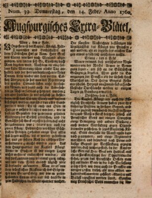 Augspurgische Ordinari-Post-Zeitung (Augsburger Postzeitung) Donnerstag 14. Februar 1760