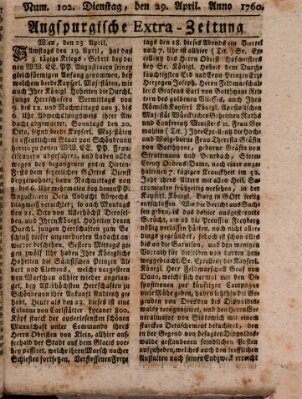 Augspurgische Ordinari-Post-Zeitung (Augsburger Postzeitung) Dienstag 29. April 1760