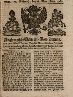 Augspurgische Ordinari-Post-Zeitung (Augsburger Postzeitung) Mittwoch 28. Mai 1760