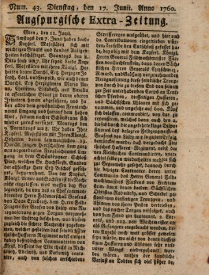 Augspurgische Ordinari-Post-Zeitung (Augsburger Postzeitung) Dienstag 17. Juni 1760