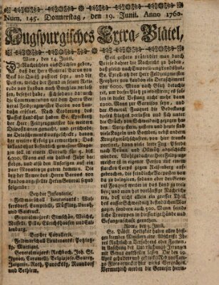 Augspurgische Ordinari-Post-Zeitung (Augsburger Postzeitung) Donnerstag 19. Juni 1760