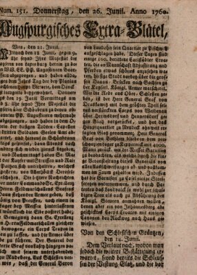 Augspurgische Ordinari-Post-Zeitung (Augsburger Postzeitung) Donnerstag 26. Juni 1760