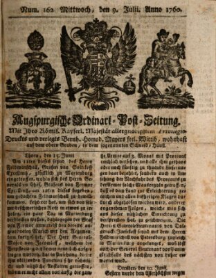 Augspurgische Ordinari-Post-Zeitung (Augsburger Postzeitung) Mittwoch 9. Juli 1760