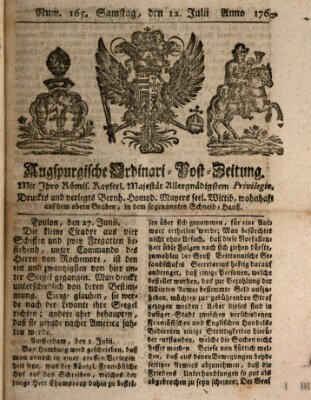 Augspurgische Ordinari-Post-Zeitung (Augsburger Postzeitung) Samstag 12. Juli 1760