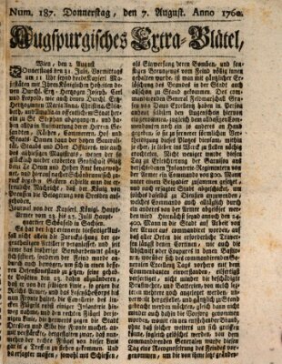 Augspurgische Ordinari-Post-Zeitung (Augsburger Postzeitung) Donnerstag 7. August 1760