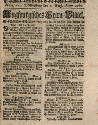 Augspurgische Ordinari-Post-Zeitung (Augsburger Postzeitung) Donnerstag 4. September 1760