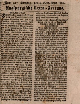 Augspurgische Ordinari-Post-Zeitung (Augsburger Postzeitung) Dienstag 9. September 1760