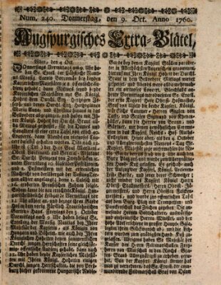 Augspurgische Ordinari-Post-Zeitung (Augsburger Postzeitung) Donnerstag 9. Oktober 1760