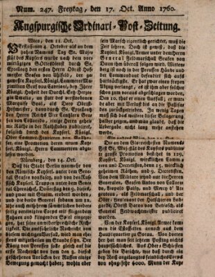 Augspurgische Ordinari-Post-Zeitung (Augsburger Postzeitung) Freitag 17. Oktober 1760