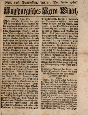 Augspurgische Ordinari-Post-Zeitung (Augsburger Postzeitung) Donnerstag 11. Dezember 1760