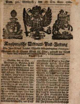 Augspurgische Ordinari-Post-Zeitung (Augsburger Postzeitung) Mittwoch 17. Dezember 1760