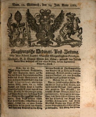 Augspurgische Ordinari-Post-Zeitung (Augsburger Postzeitung) Mittwoch 14. Januar 1761