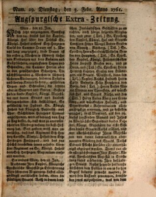 Augspurgische Ordinari-Post-Zeitung (Augsburger Postzeitung) Dienstag 3. Februar 1761