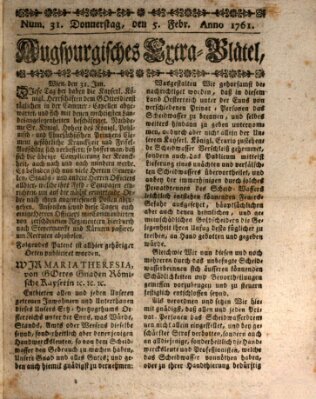 Augspurgische Ordinari-Post-Zeitung (Augsburger Postzeitung) Donnerstag 5. Februar 1761