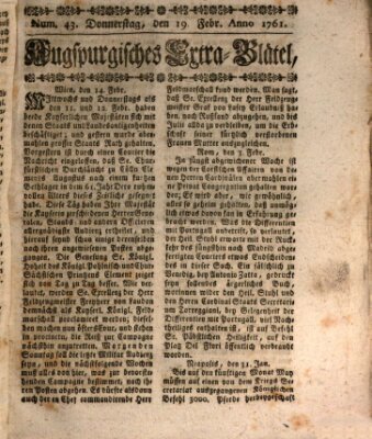 Augspurgische Ordinari-Post-Zeitung (Augsburger Postzeitung) Donnerstag 19. Februar 1761