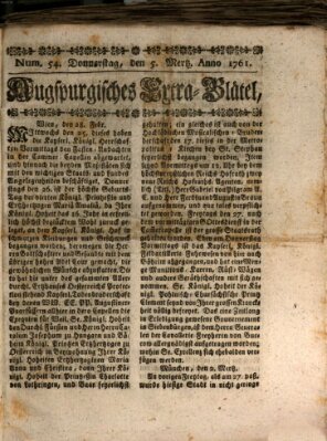 Augspurgische Ordinari-Post-Zeitung (Augsburger Postzeitung) Donnerstag 5. März 1761