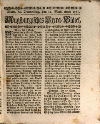 Augspurgische Ordinari-Post-Zeitung (Augsburger Postzeitung) Donnerstag 12. März 1761