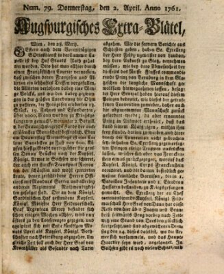 Augspurgische Ordinari-Post-Zeitung (Augsburger Postzeitung) Donnerstag 2. April 1761