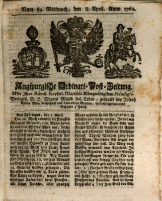 Augspurgische Ordinari-Post-Zeitung (Augsburger Postzeitung) Mittwoch 8. April 1761