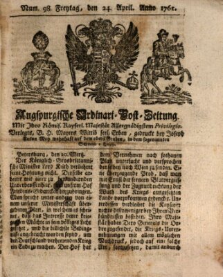 Augspurgische Ordinari-Post-Zeitung (Augsburger Postzeitung) Freitag 24. April 1761