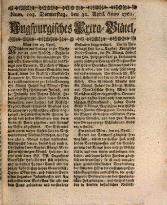 Augspurgische Ordinari-Post-Zeitung (Augsburger Postzeitung) Donnerstag 30. April 1761