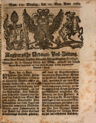 Augspurgische Ordinari-Post-Zeitung (Augsburger Postzeitung) Montag 11. Mai 1761