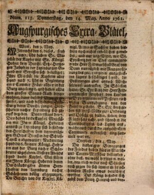 Augspurgische Ordinari-Post-Zeitung (Augsburger Postzeitung) Donnerstag 14. Mai 1761