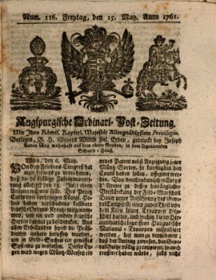 Augspurgische Ordinari-Post-Zeitung (Augsburger Postzeitung) Freitag 15. Mai 1761