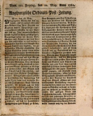 Augspurgische Ordinari-Post-Zeitung (Augsburger Postzeitung) Freitag 22. Mai 1761