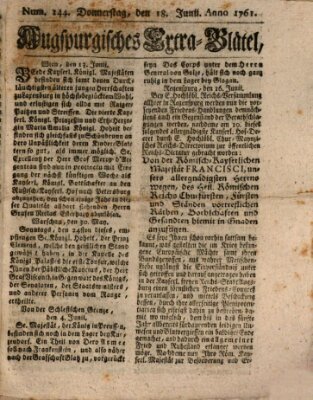 Augspurgische Ordinari-Post-Zeitung (Augsburger Postzeitung) Donnerstag 18. Juni 1761