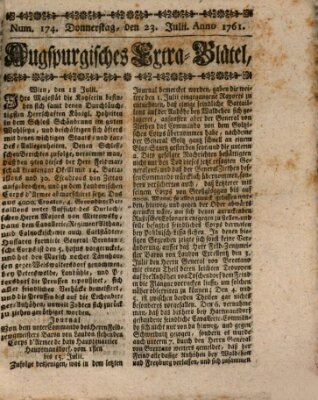 Augspurgische Ordinari-Post-Zeitung (Augsburger Postzeitung) Donnerstag 23. Juli 1761