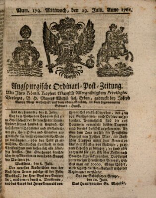 Augspurgische Ordinari-Post-Zeitung (Augsburger Postzeitung) Mittwoch 29. Juli 1761