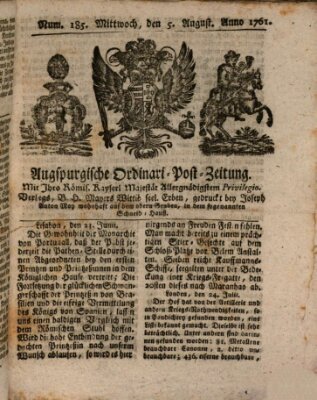 Augspurgische Ordinari-Post-Zeitung (Augsburger Postzeitung) Mittwoch 5. August 1761