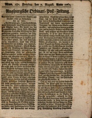 Augspurgische Ordinari-Post-Zeitung (Augsburger Postzeitung) Freitag 7. August 1761