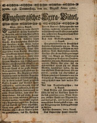 Augspurgische Ordinari-Post-Zeitung (Augsburger Postzeitung) Donnerstag 20. August 1761