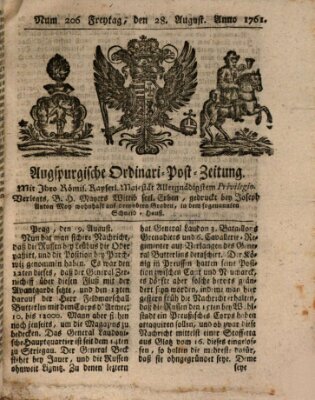 Augspurgische Ordinari-Post-Zeitung (Augsburger Postzeitung) Freitag 28. August 1761